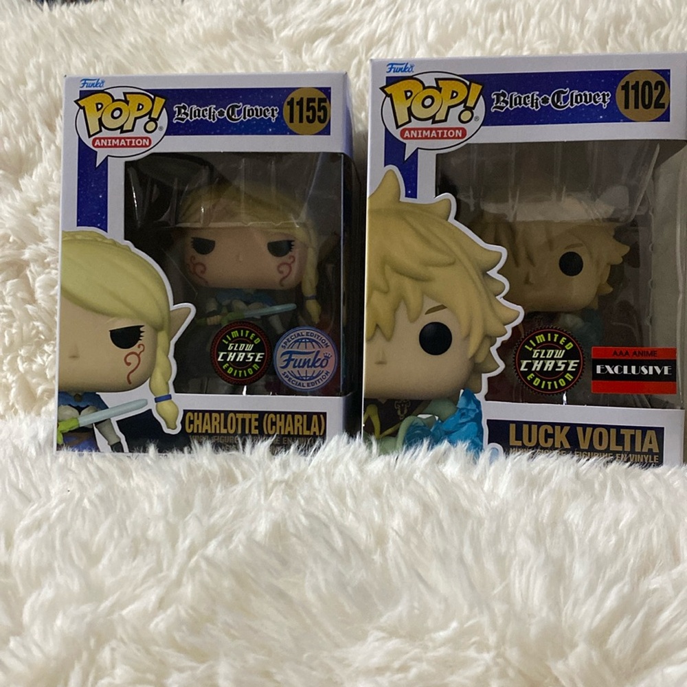 Black Clover Funko pop chase Charlotte Charla and Luck Voltia and 2 protectors